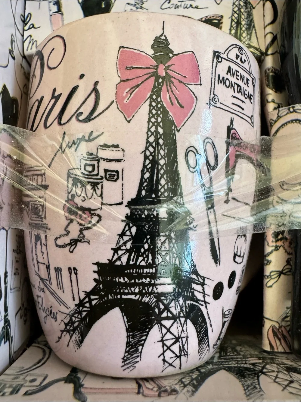 NWT. Paris Glamour Ceramic Mini-Mug/Espresso with Spoon Set. Original Packaging.